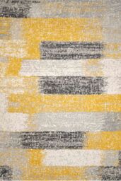 Kukoon Yellow Ochre Grey Distressed Striped Geometric patchwork Living room Area Rugs & Runner - Size: 80 cm x 150 cm - thumbnail 2