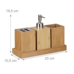 simpa 4PC Bamboo Bathroom Accessory Set in Beige - thumbnail 2