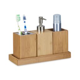 simpa 4PC Bamboo Bathroom Accessory Set in Beige