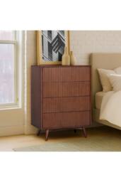 Teamson Home Tremolo Chest of Drawers 4 Drawer Bedroom Dresser in Walnut - thumbnail 2