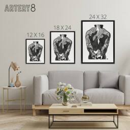"Artery8 Anatomical study of mans back muscles Stolk Framed Canvas Wall Art in White - Size: W18"" x H24""" - thumbnail 4