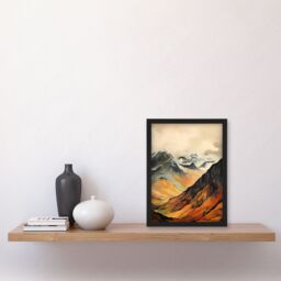 "Artery8 Ben Nevis In Glen Scotland Landscape Watercolour Painting Art Print Framed Poster Wall Decor in Black - Size: W12"" x H16""" - thumbnail 4