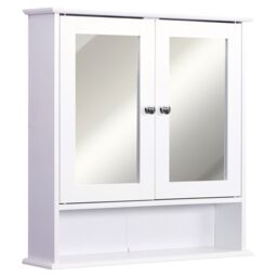 Kleankin Wall mounted Bathroom Cabinet Mirror Door Organiser Storage in White - thumbnail 2