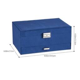 PAWNORA 3 Tiers Large Jewellery Boxes BLUE - thumbnail 2
