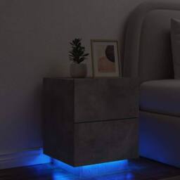 Berkfield Home Decorative Bedside Cabinet with LED Lights Concrete Grey Engineer - thumbnail 2