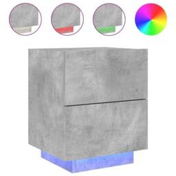 Berkfield Home Decorative Bedside Cabinet with LED Lights Concrete Grey Engineer - thumbnail 3