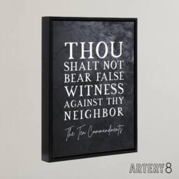 "Artery8 Ten Commandments False Witness Bible Quote Framed Canvas Wall Art Print in Grey - Size: W12"" x H16""" - thumbnail 2
