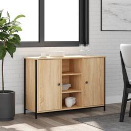 Berkfield Home Sideboard Sonoma Oak 100x35x70 cm Engineered Wood in Brown - Size: 100 x 35 x 70 cm - thumbnail 1