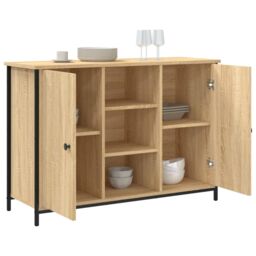 Berkfield Home Sideboard Sonoma Oak 100x35x70 cm Engineered Wood in Brown - Size: 100 x 35 x 70 cm - thumbnail 4