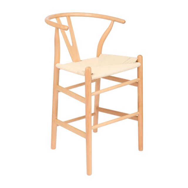 Nicholas Winter Wooden Scandi Danish Style Bar Stool - Natural/Natural in Natural - image 1