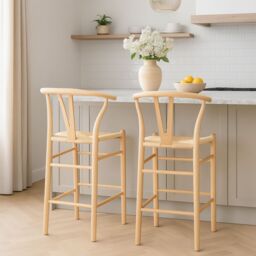Nicholas Winter Wooden Scandi Danish Style Bar Stool - Natural/Natural in Natural - thumbnail 5
