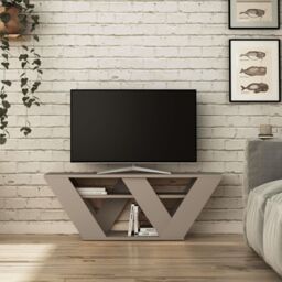 Decortie Pipralla Multimedia Centre TV Unit with Shelves 110cm in Grey - Size: 1 Pack - thumbnail 3