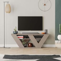 Decortie Pipralla Multimedia Centre TV Unit with Shelves 110cm in Grey - Size: 1 Pack - thumbnail 5