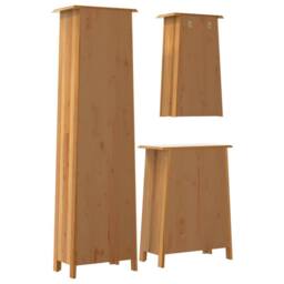 Berkfield Home 3 Piece Bathroom Furniture Set Solid Wood Pine in Brown - thumbnail 7