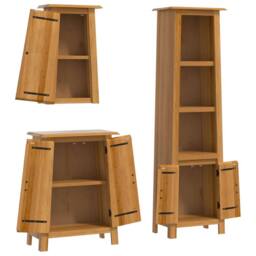 Berkfield Home 3 Piece Bathroom Furniture Set Solid Wood Pine in Brown - thumbnail 4