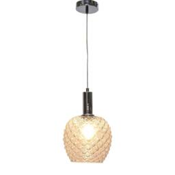 First Choice Lighting Set of 2 Baine - Clear Textured Glass Chrome Deco Pendant Fittings - thumbnail 3