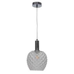 First Choice Lighting Set of 2 Baine - Clear Textured Glass Chrome Deco Pendant Fittings - thumbnail 2