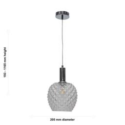 First Choice Lighting Set of 2 Baine - Clear Textured Glass Chrome Deco Pendant Fittings - thumbnail 6
