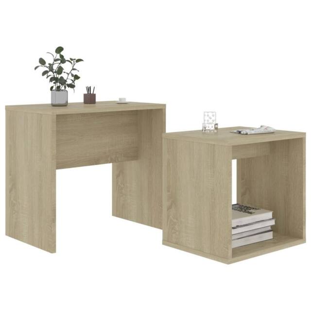 Berkfield Home Sturdy Coffee Table Set Sonoma Oak 48x30x45 cm Engineered Wood in Light Tan - Size: 48 x 30 x 45 cm - image 1
