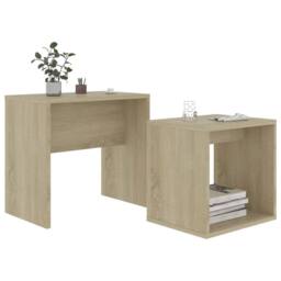 Berkfield Home Sturdy Coffee Table Set Sonoma Oak 48x30x45 cm Engineered Wood in Light Tan - Size: 48 x 30 x 45 cm