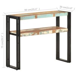 Berkfield Home Console Table 90x30x75 cm Solid Reclaimed Wood in Brown - Size: 90 x 30 x 75 cm - thumbnail 5