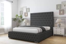 "Sloomy Ambassador Dumfries Frame-Mattress - 50"" Upholstered Headboard in Dark Grey - Size: King" - thumbnail 2