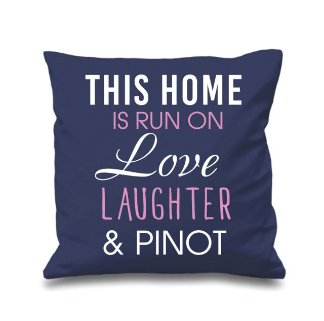 "60 SECOND MAKEOVER Navy Cushion Cover This Home Is Run By Love Laughter & Pinot 16"" x 16"" Mum Friend Gift Decorative Cushion Home"