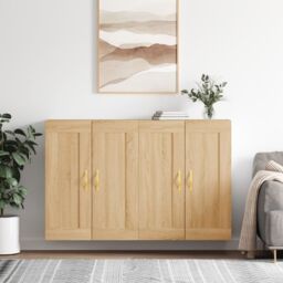 Berkfield Home Wall Mounted Cabinets 2 pcs Sonoma Oak Engineered Wood in Brown - thumbnail 1