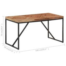 Berkfield Home Dense Dining Table 140x70x76 cm Solid Acacia & Mango Wood in Brown - Size: 140 x 70 x 76 cm - thumbnail 7