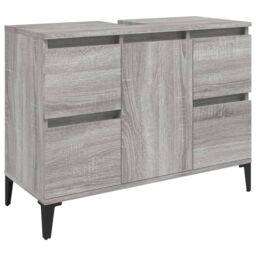 Berkfield Home Sink Cabinet Grey Sonoma 80x33x60 cm Engineered Wood - Size: 80 x 33 x 60 cm - thumbnail 2