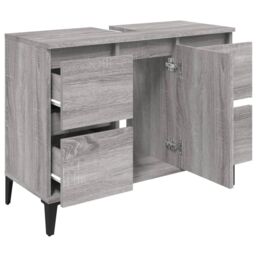 Berkfield Home Sink Cabinet Grey Sonoma 80x33x60 cm Engineered Wood - Size: 80 x 33 x 60 cm - thumbnail 6