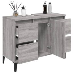 Berkfield Home Sink Cabinet Grey Sonoma 80x33x60 cm Engineered Wood - Size: 80 x 33 x 60 cm - thumbnail 4