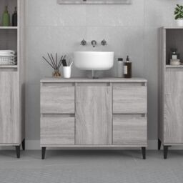 Berkfield Home Sink Cabinet Grey Sonoma 80x33x60 cm Engineered Wood - Size: 80 x 33 x 60 cm