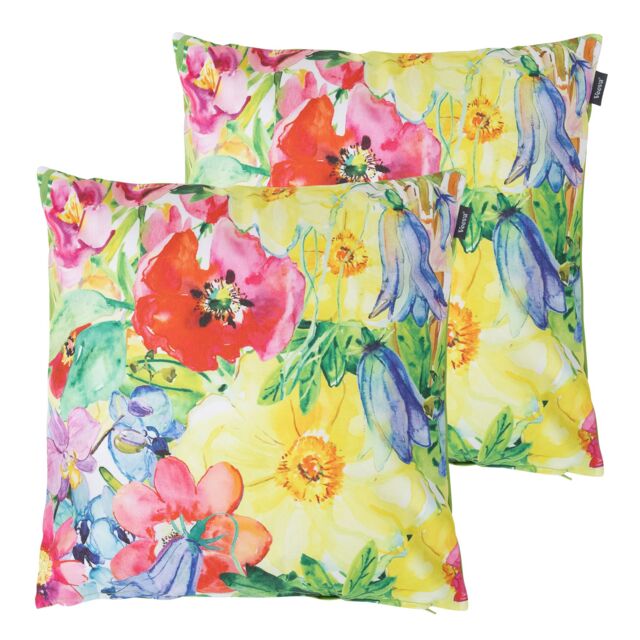 icon Indoor & Outdoor Plant Print Waterproof Cushion, Floral, Lime Back (2-Pack) - Size: 43 cm x 43 cm - image 1