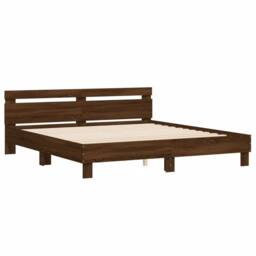 Berkfield Home Bed Frame with LED without Mattress Brown Oak 180x200 cm Super King - thumbnail 6