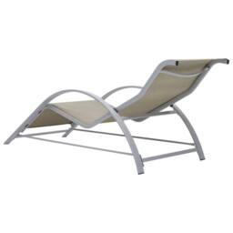 Berkfield Home Sun Loungers 2 pcs with Table Aluminium Cream in Beige - thumbnail 6