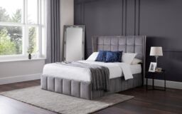 Ashfield Grey Plush Premium Velvet Ottoman Bed - King - Size: Double - thumbnail 1