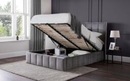 Ashfield Grey Plush Premium Velvet Ottoman Bed - King - Size: Double - thumbnail 2
