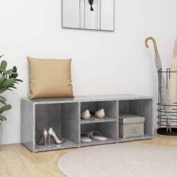 Berkfield Home Shoe Storage Bench Concrete Grey 105x35x35 cm Engineered Wood - Size: 105 x 35 x 35 cm - thumbnail 2