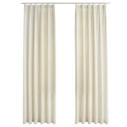 Berkfield Home Blackout Curtains 2 pcs with Hooks Velvet Cream 140x175 cm - thumbnail 2