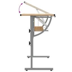 Berkfield Home Craft Desk Sonoma Oak&Grey 110x53x(58-87)cm Engineered Wood&Steel in Brown - thumbnail 4