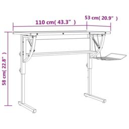 Berkfield Home Craft Desk Sonoma Oak&Grey 110x53x(58-87)cm Engineered Wood&Steel in Brown - thumbnail 7