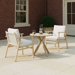 Charles Bentley Delgada Acacia & Weave Bistro Set in Natural - thumbnail 1