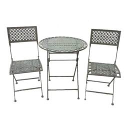Ascalon Design Ltd Marlboro Bistro Set - 3pc - L65 x W65 x H75 cm - Antique Blue Rust in Brown - thumbnail 1