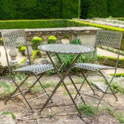 Ascalon Design Ltd Marlboro Bistro Set - 3pc - L65 x W65 x H75 cm - Antique Blue Rust in Brown - thumbnail 2
