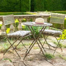 Ascalon Design Ltd Marlboro Bistro Set - 3pc - L65 x W65 x H75 cm - Antique Blue Rust in Brown - thumbnail 3