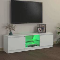Berkfield Home TV Cabinet with LED Lights White 120x30x35.5 cm - thumbnail 4