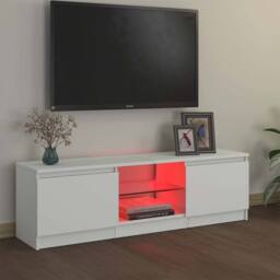 Berkfield Home TV Cabinet with LED Lights White 120x30x35.5 cm - thumbnail 3