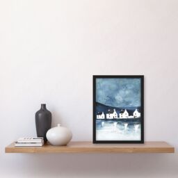 "Artery8 White Fisherman Cottages Isle of Jura Scotland Framed Wall Art in Blue - Size: W12"" x H16""" - thumbnail 4