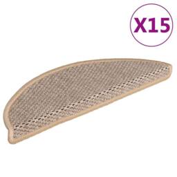 Berkfield Home Stair Mats Self-adhesive Sisal-Look 15 pcs 56x17x3 cm Light Beige - Size: Medium - thumbnail 2